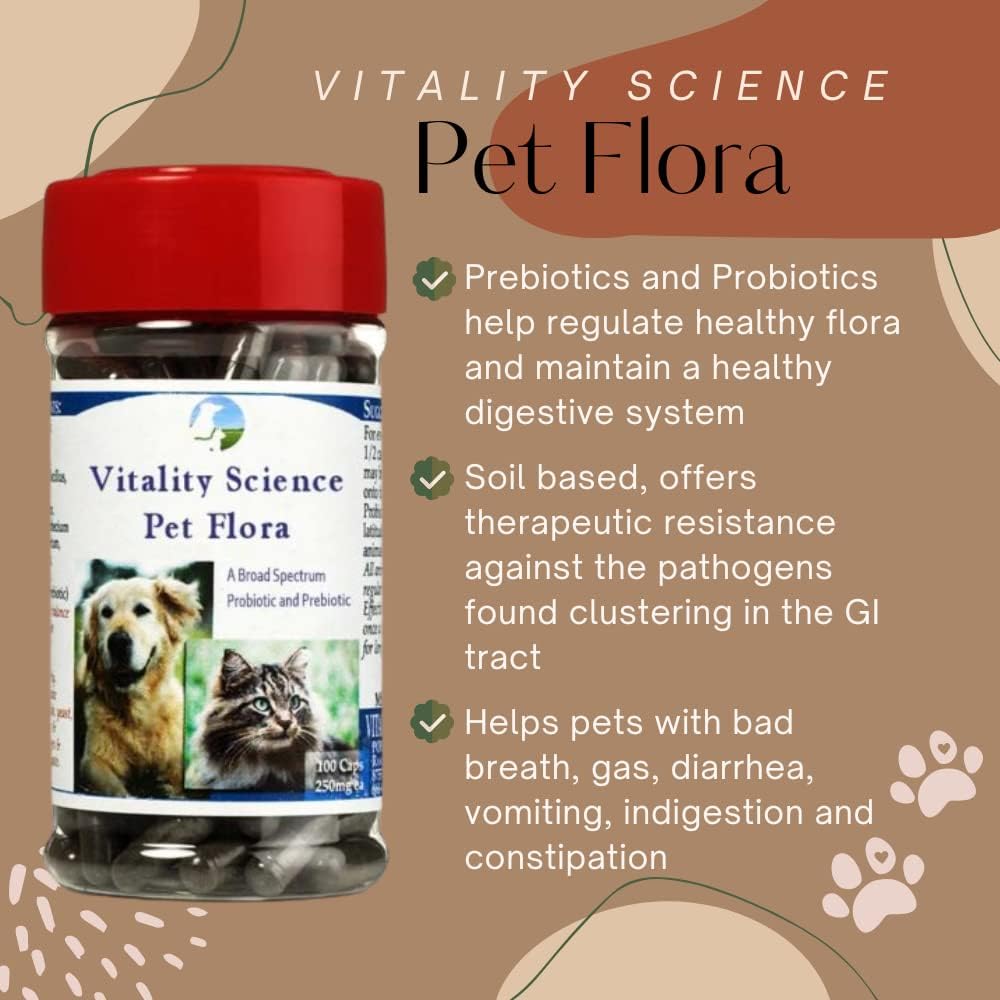 Vitality Science Pet Flora – Natural Probiotics for Cats and Dogs, Digestive Support Supplement, 250 Capsules - görsel 4