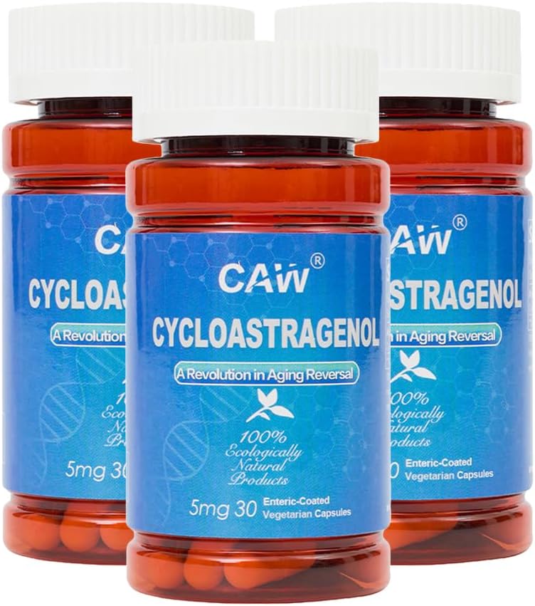 CAW Cycloastragenol 98% – Anti-Ageing Supplement – 5 mg Enteric-Coated Capsules (3 Bottles, 90 Count) - görsel 1