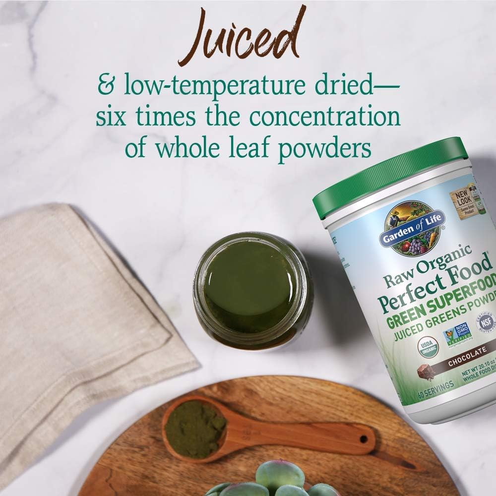 Garden of Life Raw Organic Perfect Food Green Superfood Juiced Greens Powder - Chocolate Flavour, 60 Servings - görsel 5