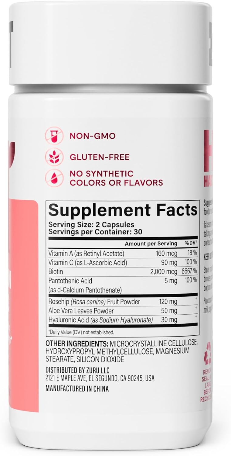Habit Hair, Skin & Nails Supplement Twin Pack (120 Capsules) - New Look, Supports Skin Hydration, Hair & Nail Strength, Biotin 2000mcg, Vitamin A & C, Hyaluronic Acid, Rosehip, Vegan, Non-GMO - görsel 5