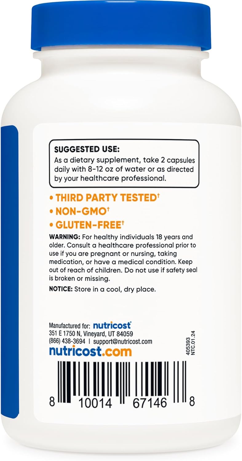 Nutricost Slippery Elm Bark Capsules 1000mg Per Serving, 120 Capsules – Non-GM, Gluten-free, Vegetarian Friendly - görsel 4