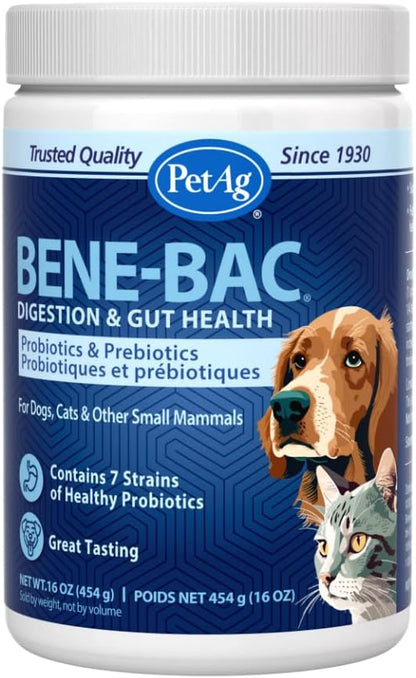 PetAg Bene-Bac - 127g Powder - Probiotics for Dogs, Cats, Exotic & Wildlife Mammals