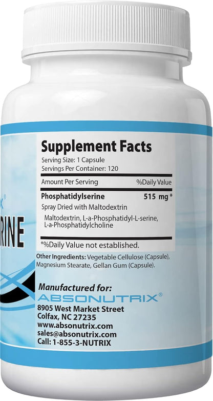 Absonutrix Phosphatidylserine 515 mg - Liquid Brain Support Supplement, 120 ml (120 Servings)