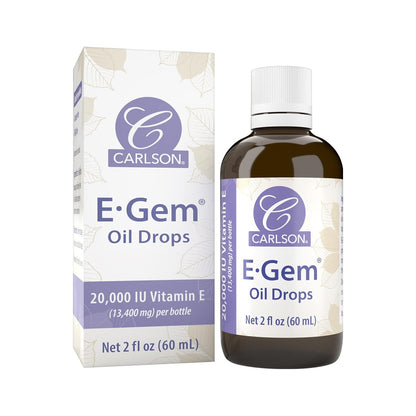 Carlson - E-Gem Oil Drops, 20,000 IU Vitamin E, All-Natural, Moisturises & Nourishes Skin, 2 fl oz (59 ml)
