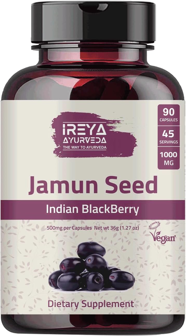 Jamun Seed Capsules – Organic Indian BlackBerry (Eugenia Jambolana) 1000mg – 90 Capsules - görsel 1