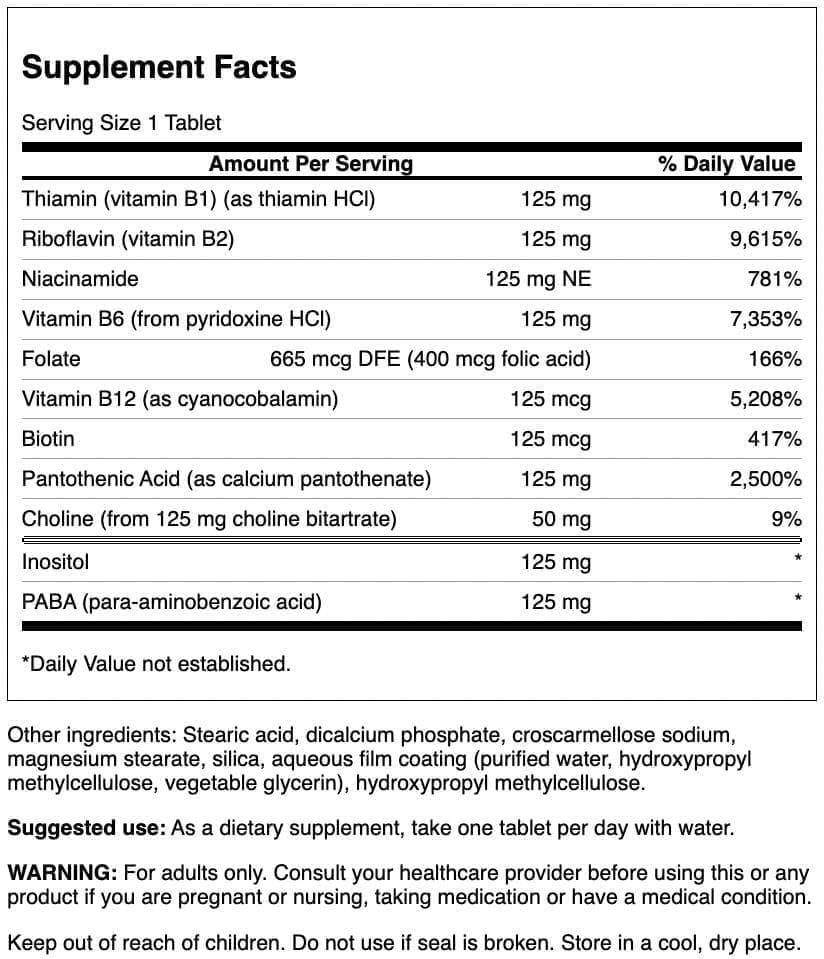 Swanson Vitamin B-125 Complex 100 Tablets - görsel 2