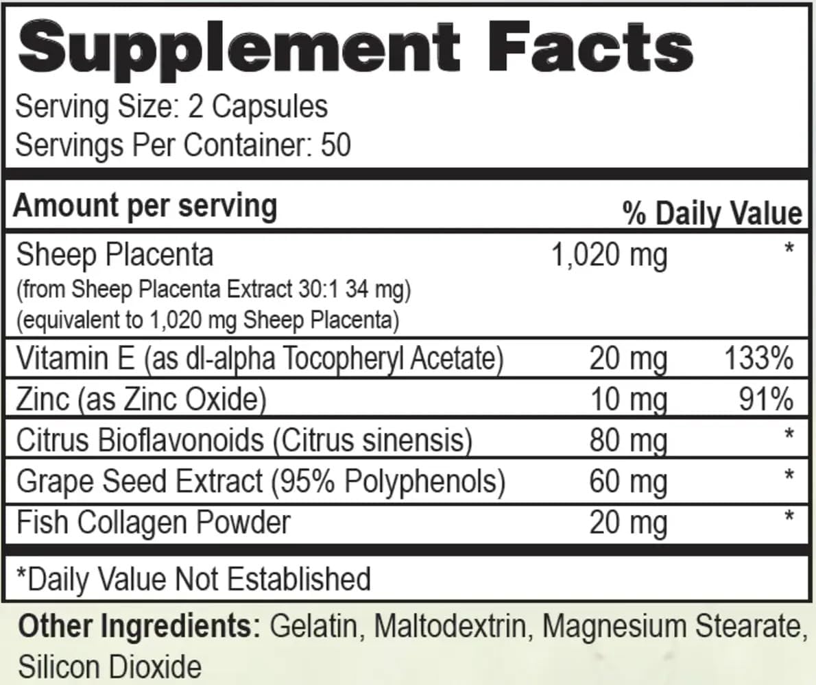 Sheep Placenta Complex - 100 Capsules - görsel 2