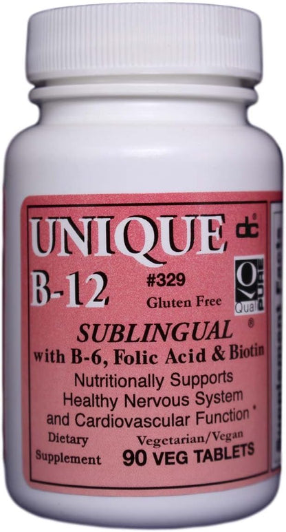 Unique B-12 Sublingual B Vitamins, 90 Vegetarian Capsules