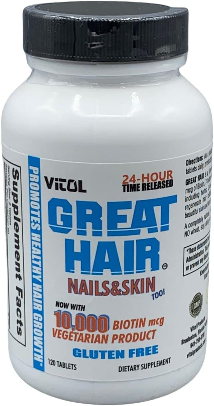 Vitol Great Hair Time Released 10,000 mcg Biotin, 120 Tablets - görsel 1