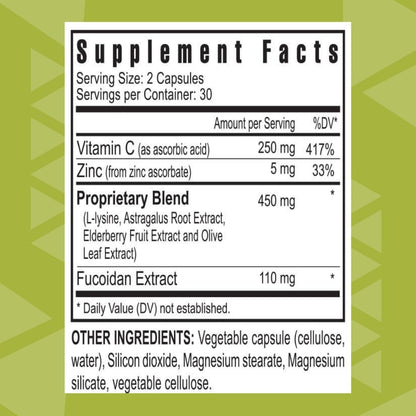 Youngevity FucoidZ - Organic Fucoidan Extract, Vitamin C, Zinc & Elderberry - Immune Support - 60 Capsules