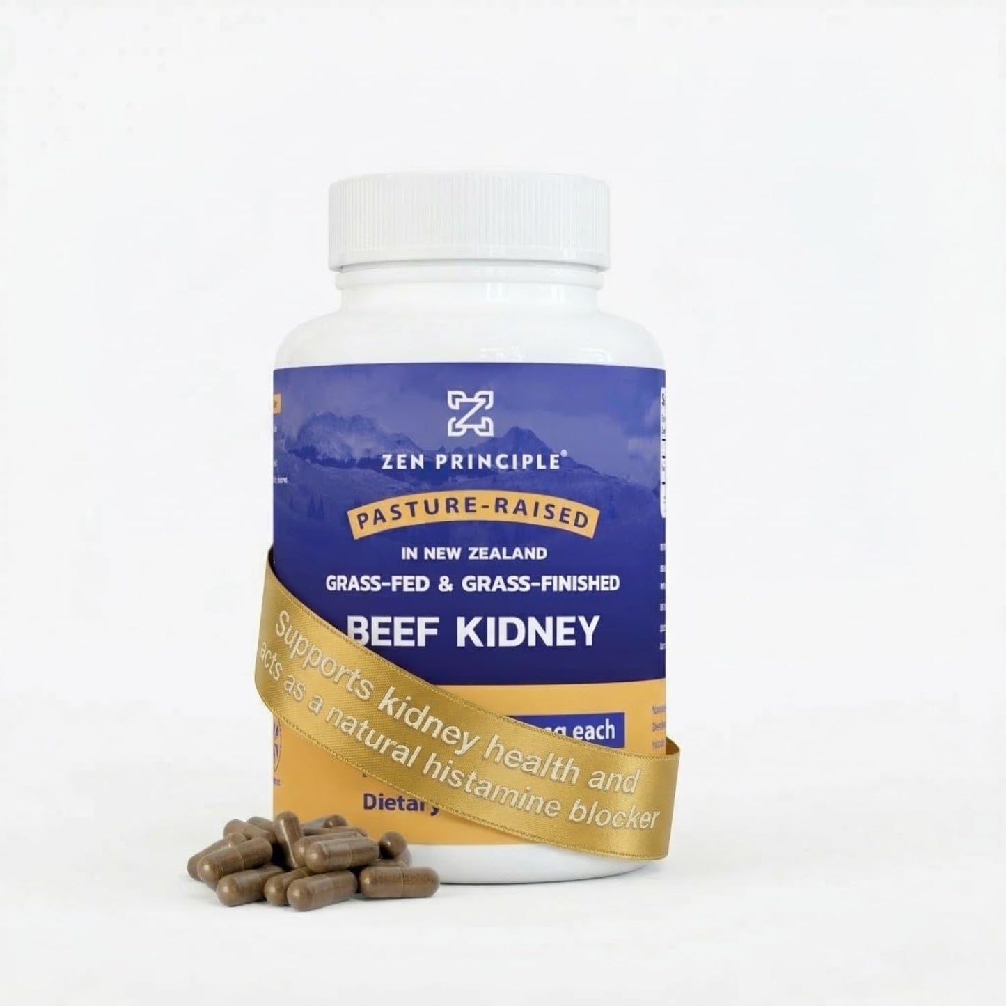 Zen Principle Grass Fed Beef Kidney Supplement – 210 Capsules, 3000 mg, DAO Enzyme for Histamine & Thyroid Function - görsel 1