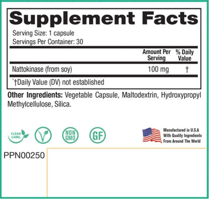 Peak Pure & Natural Peak Blood Flow - Nattokinase Supplement - Blood Circulation Support for Adults | 100mg - 30 Capsules