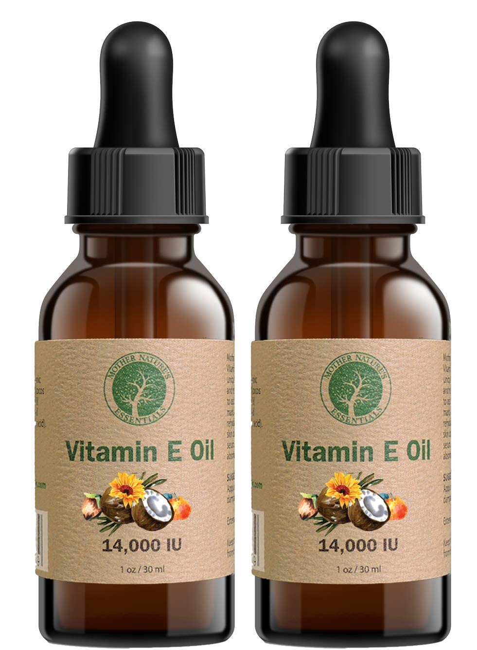 Mother Nature's Essentials Organic Vitamin E Oil, 14,000 IU d-alpha-tocopherol, with Coconut Oil, Jojoba, and Vitamin C – 30 ml (Pack of 2) - görsel 2