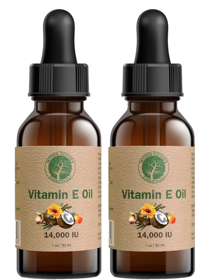 Mother Nature's Essentials Organic Vitamin E Oil, 14,000 IU d-alpha-tocopherol, with Coconut Oil, Jojoba, and Vitamin C – 30 ml (Pack of 2)