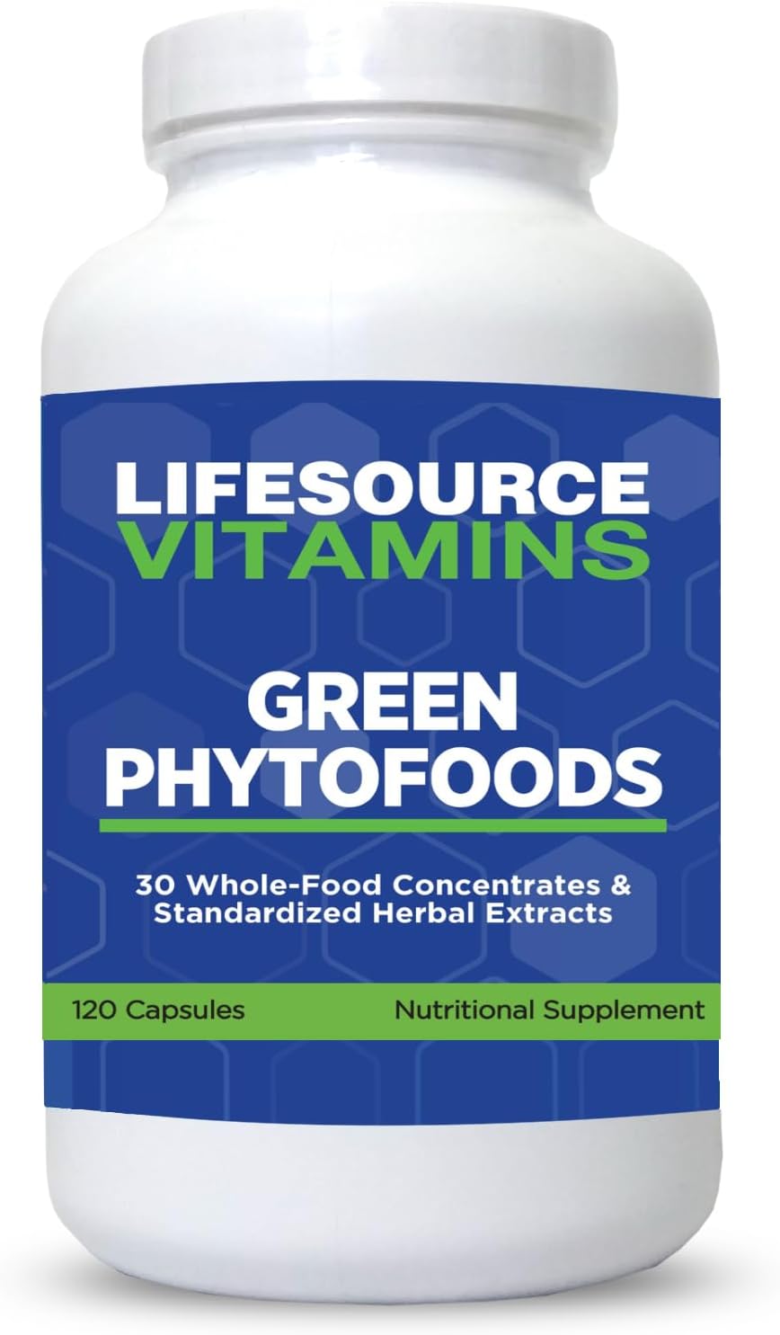 LifeSource Vitamins Phyto Green Mega-Food Caps - 31 Whole Foods & 38 Nutrients - Super Greens Supplement - görsel 1