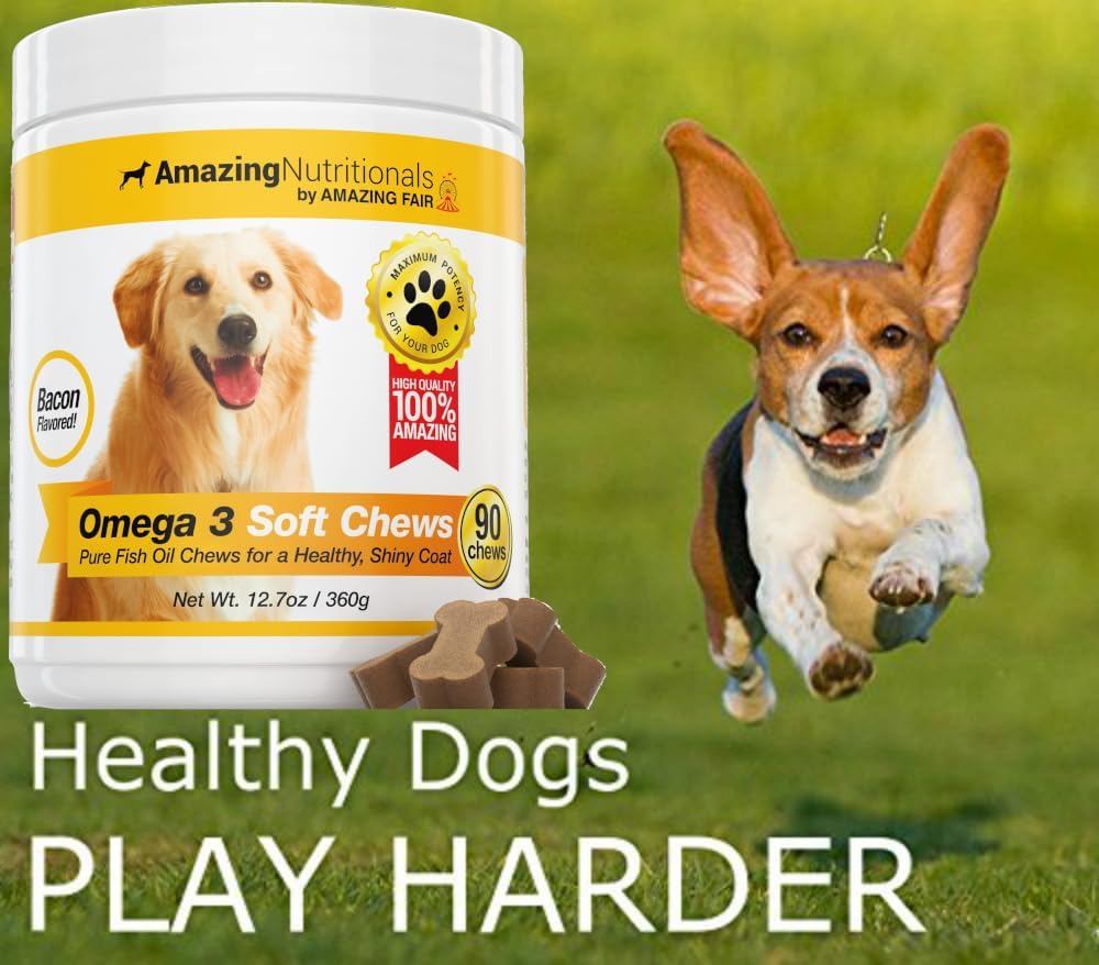 Amazing Omega 3 for Dogs - Fish Oil for Dogs Supplement, 90 Bacon Flavoured Soft Chews, Omega Fatty Acids EPA DHA - Made in USA - görsel 4