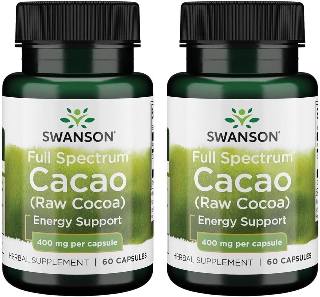 Swanson Full Spectrum Cacao (Raw Cocoa) - Herbal Supplement for Gentle Energy Support - 400 mg, 60 Capsules - görsel 9