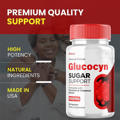 Vitaluxa Glucocyn Support Capsules - Maximum Strength Glycogen Health Formula, 800mg, 60 Capsules