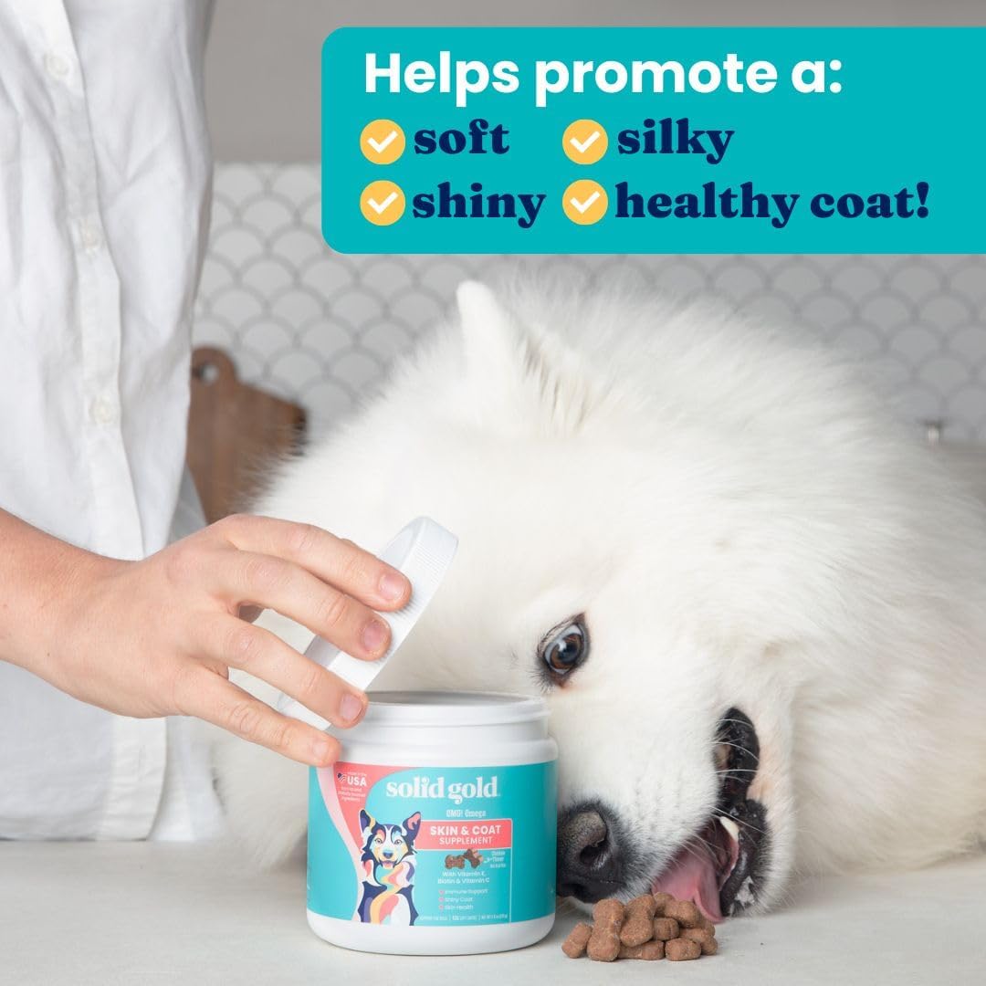 Solid Gold Omega-3 Fish Oil for Dogs Soft Chews - Chicken Flavoured - Skin & Coat Support with Vitamins C, E & Biotin - 120 Chews - görsel 4