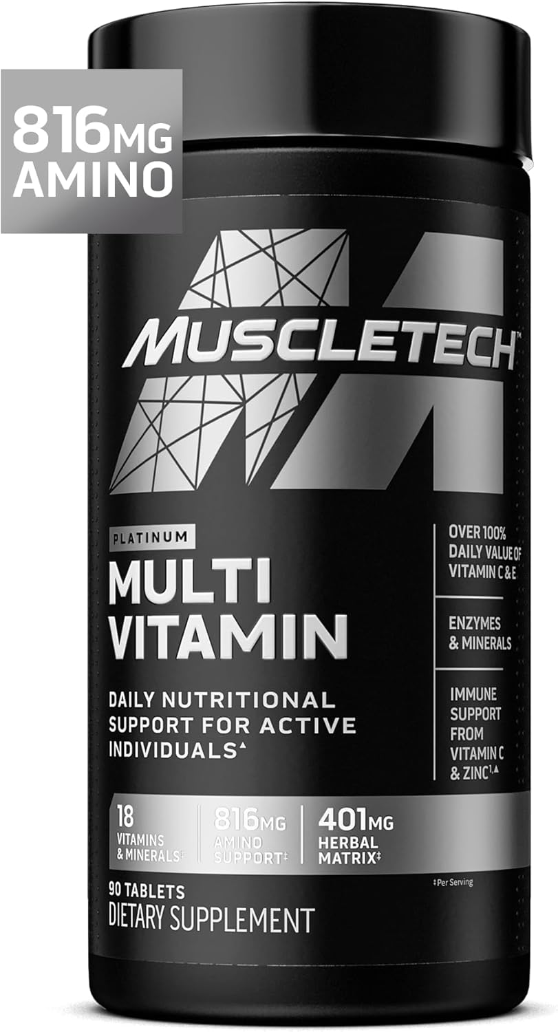 MuscleTech Platinum Multivitamin - Daily Multivitamin Supplement for Immune Function - 18 Vitamins & Minerals - 90 Capsules - görsel 1