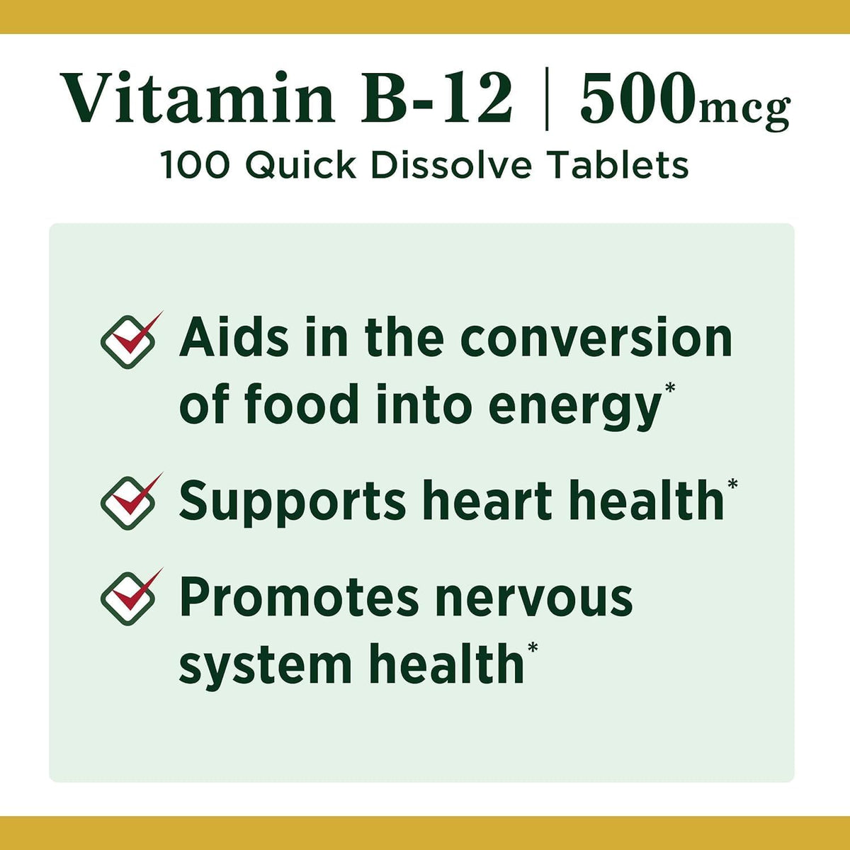 Nature's Bounty Vitamin B12 500 mcg Microlozenges, 100 Lozenges (Pack of 2) - görsel 3