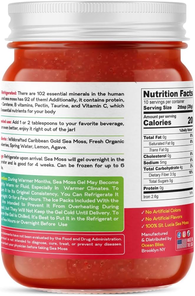 Wildcrafted Sea Moss Gel – Organic Strawberry, 454 g - görsel 6