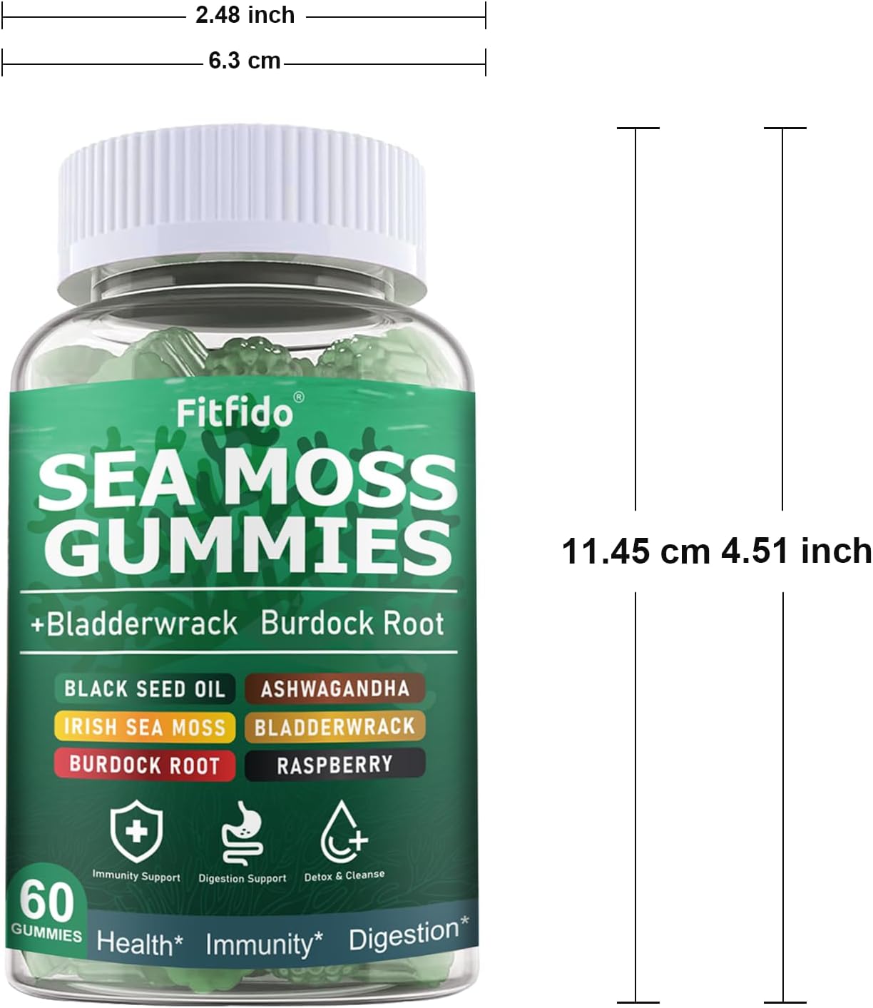 Irish Sea Moss Gummies 3000mg with Bladderwrack, 60 Count - görsel 9