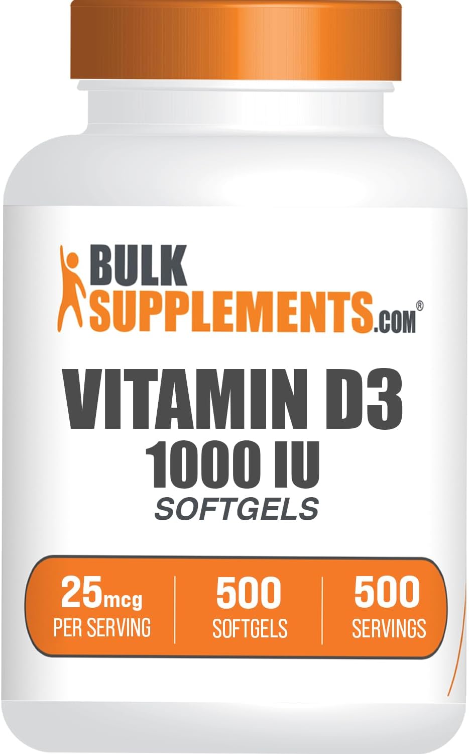 BulkSupplements.com Vitamin D3 1000 IU Softgels - 500 Count - görsel 1