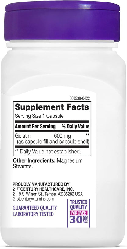 21st Century Gelatine 600 mg, 100 Capsules (3 Pack)