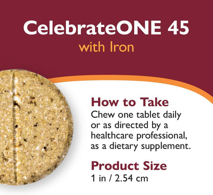CelebrateONE 45 Bariatric Multivitamin with Iron, Once Daily Tropical Twist Flavour Chewable – 30 Tablets
