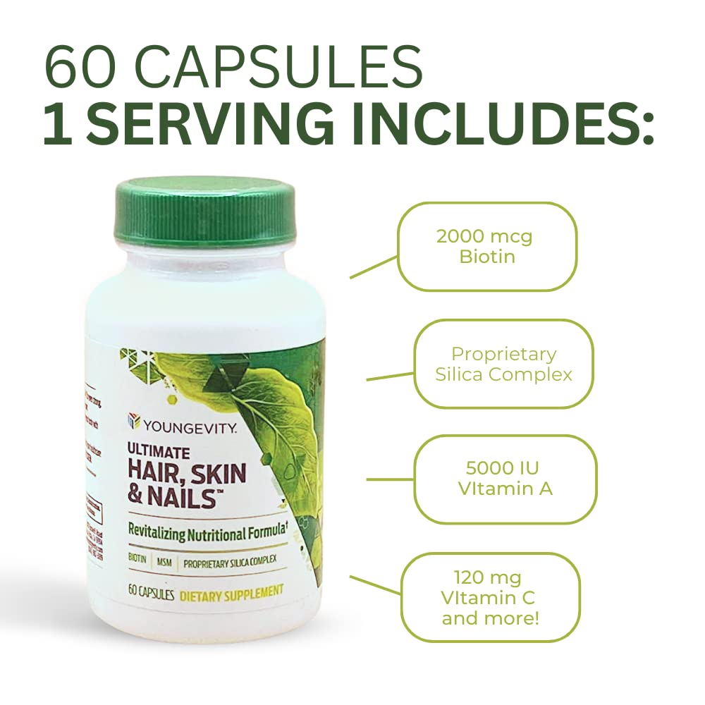 Youngevity Hair Skin and Nails Formula - 60 Capsules - görsel 3