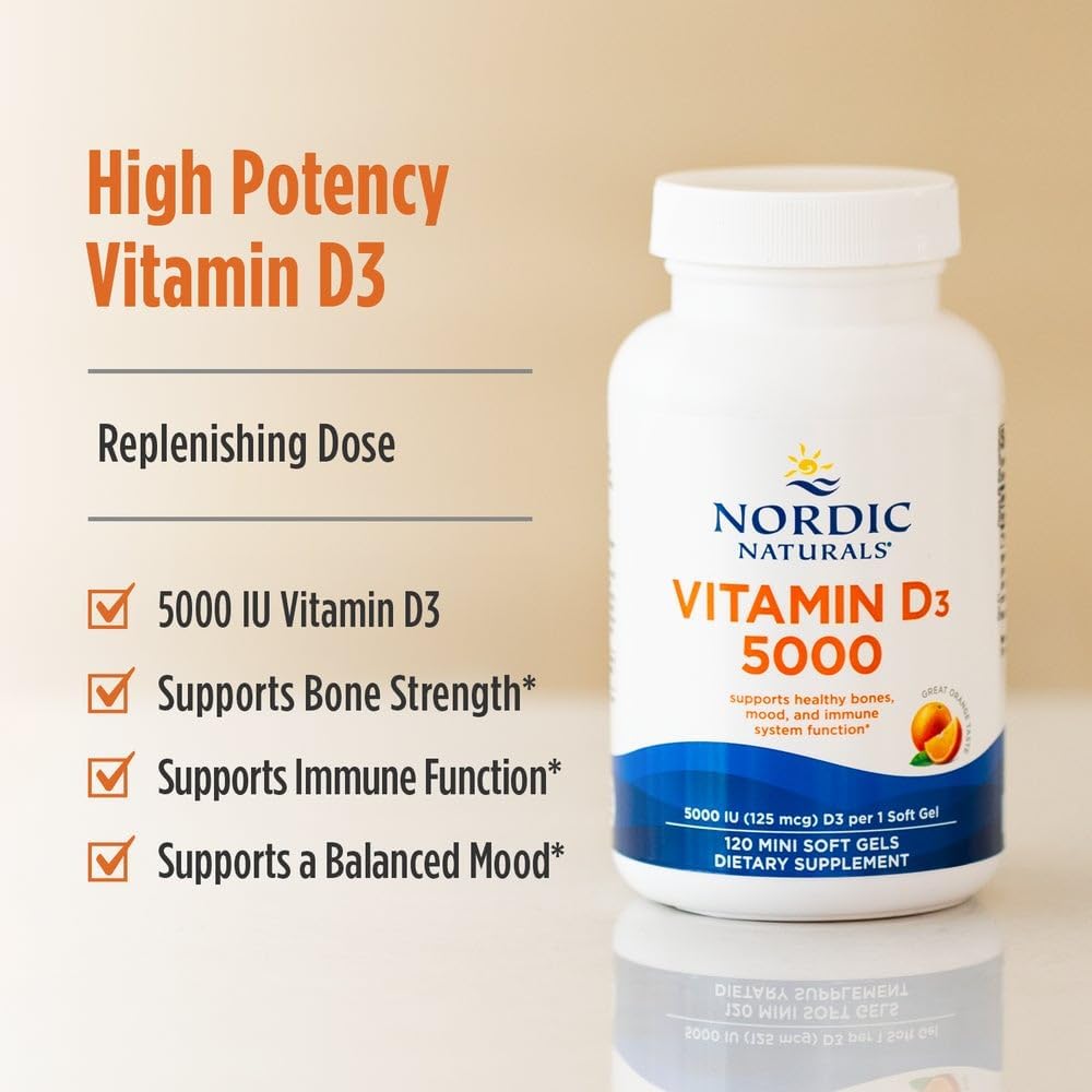 Nordic Naturals Vitamin D3 5000 IU – Orange Flavoured Mini Softgels, 120 Softgels - görsel 3