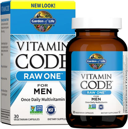 Garden of Life Vitamin Code RAW ONE for Men Once Daily Whole Food Multivitamin with Probiotics, Non-GMO, 75 Capsules