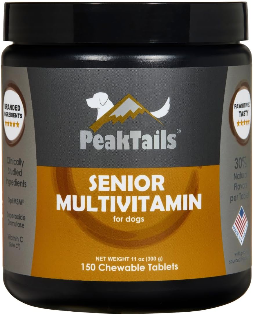 PeakTails Senior Multivitamin for Dogs – 350 Chewable Tablets with MSM, Superoxide Dismutase - görsel 9