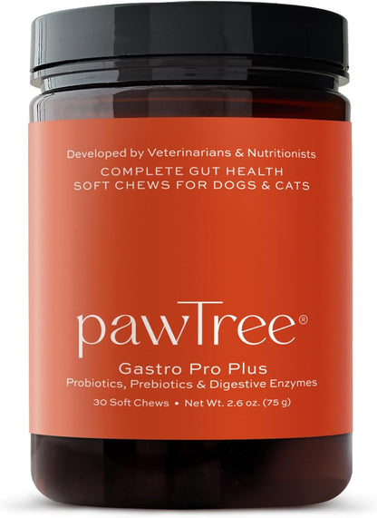 pawTree Gastro Pro Plus® for Dogs and Cats - Probiotics, Prebiotics and Digestive Enzymes - for Sensitive Stomach, Digestive Issues, Loose Stool, and Bad Gas (60 ct)