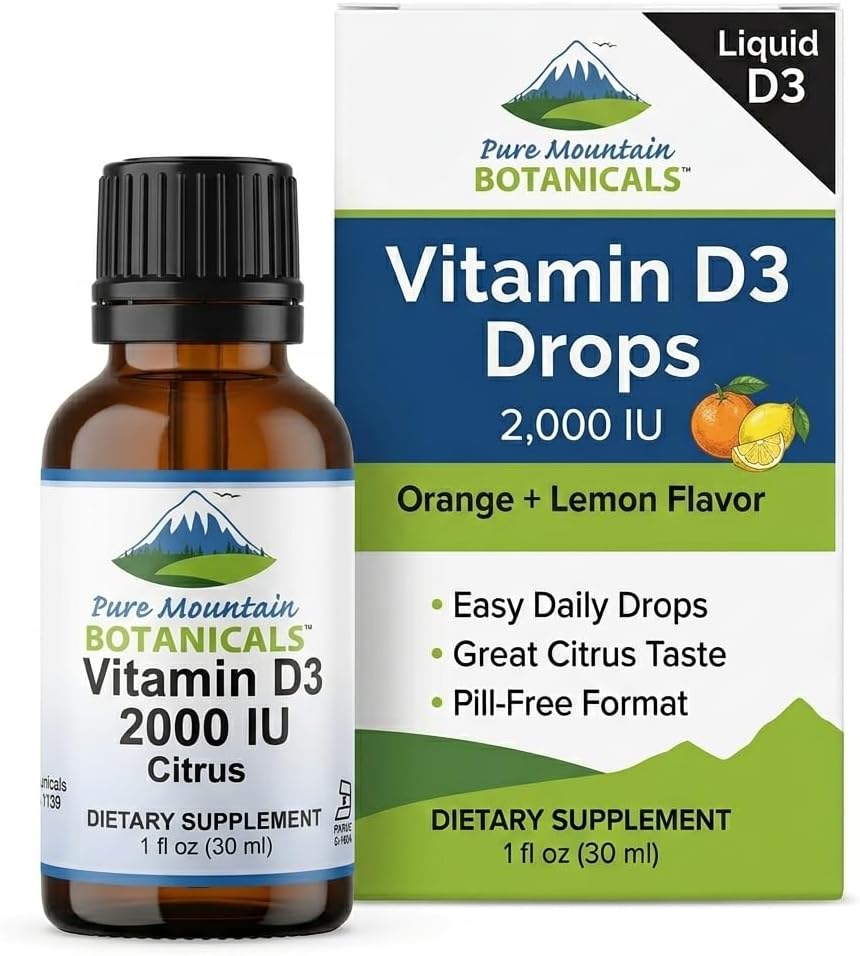 Liquid Vitamin D3 Drops – 2000 IU – Natural Orange Lemon Flavour – Pure Mountain Botanicals - görsel 9