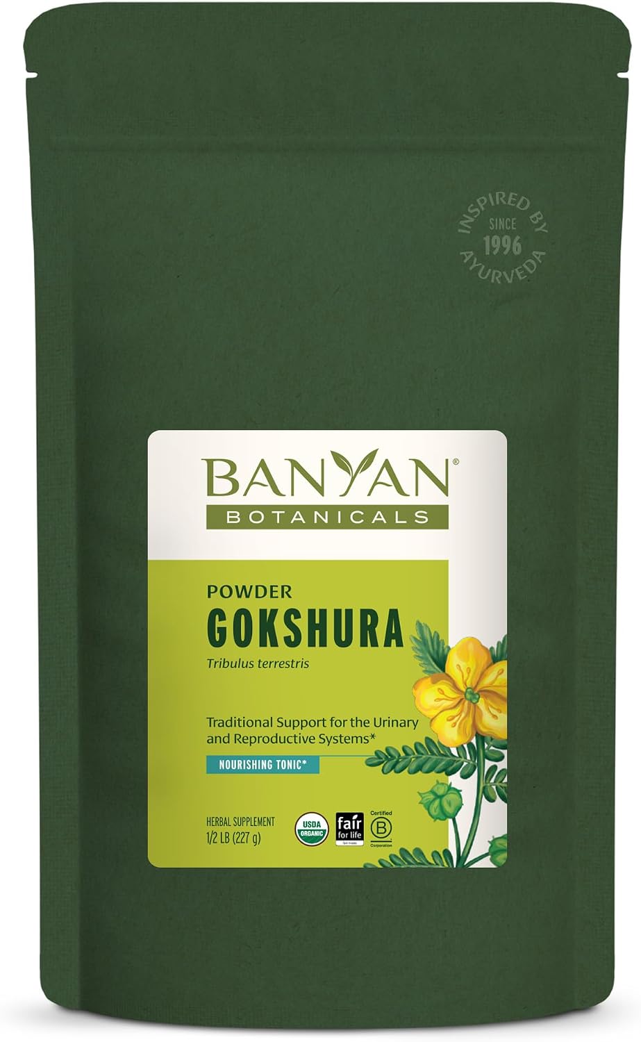 Banyan Botanicals Gokshura Powder – Organic Gokshura Fruit (Tribulus Terrestris) Powder – Men's Vitality Supplement – Supports Urinary Health – 227 g – Non-GM Sustainably Sourced Vegan - görsel 1