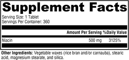 XYMOGEN NiaVasc - Sustained-Release 500 mg Niacin - Contributes to Normal Energy Metabolism & Nervous System Function - Vegetarian, Non-GMO & Gluten-Free - 360 Capsules