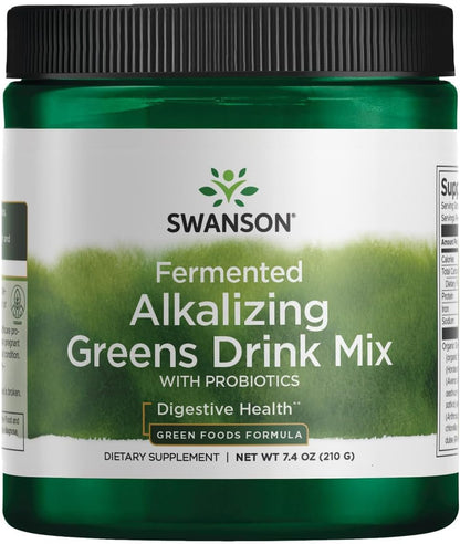 Swanson Fermented Alkalising Greens Drink Mix, 210 g Powder