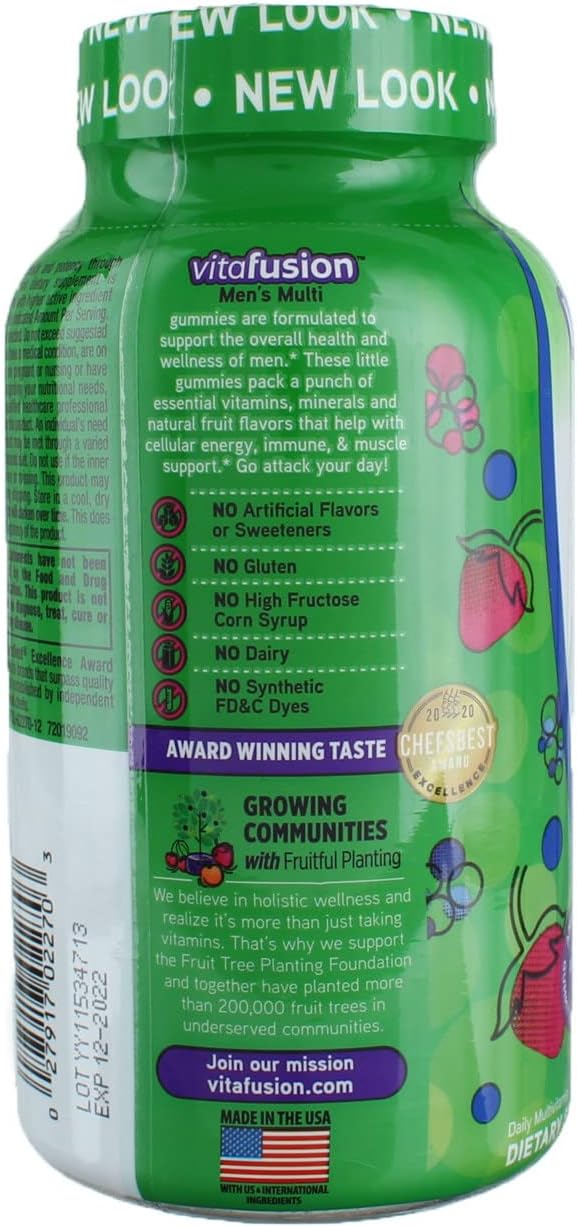 Vitafusion Men's Complete Multivitamin Gummies Natural Berry Flavour – 150 ct, Pack of 3 - görsel 3