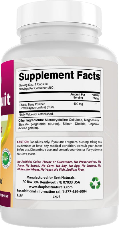 Best Naturals Vitex Chasteberry 400 mg - 250 Capsules