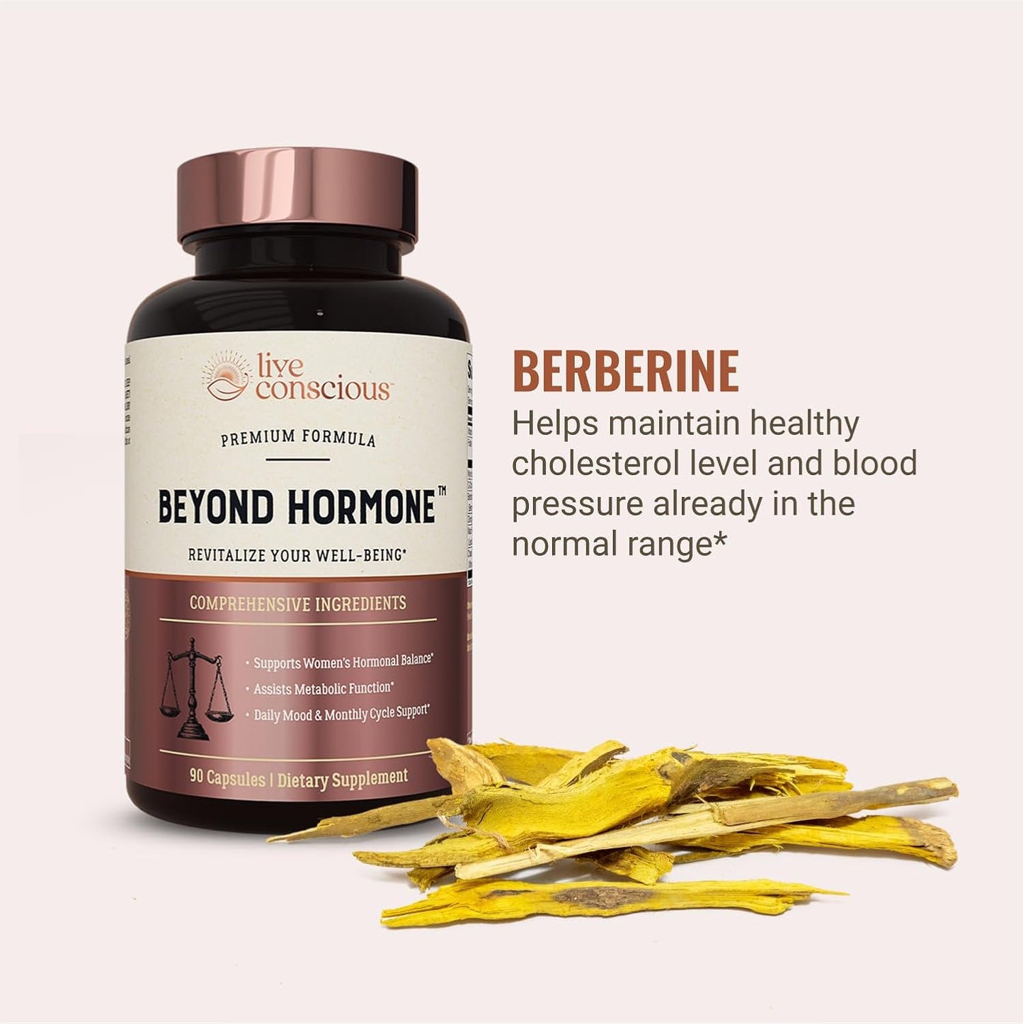 Live Conscious Beyond Hormone – Menopause & PMS Supplement with Berberine, DIM, Chaste Tree Berry, Maca Root, Myo & D-Chiro-Inositol – 90 Capsules - görsel 3