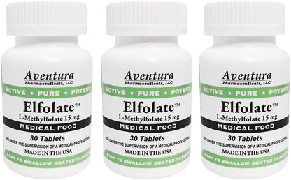 ELFOLATE® 15mg L-Methylfolate - High Strength Food Supplement (3-Pack, 90 Tablets)