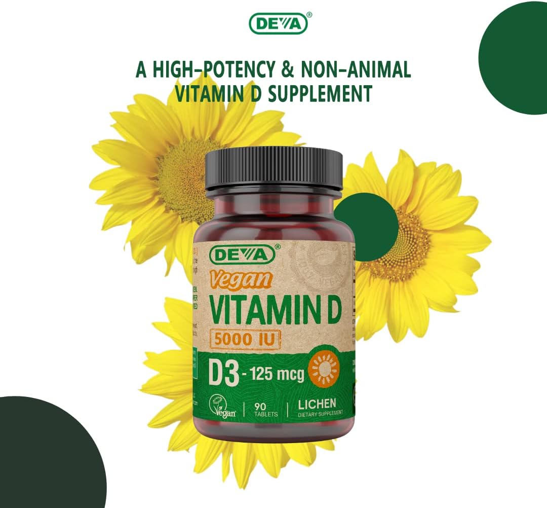 DEVA Vitamin D3 5000 IU, Vegan Sunshine Supplement, 90 Tablets - görsel 6