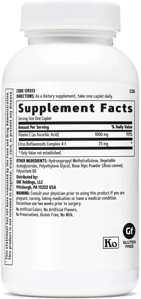 GNC Vitamin C 1000mg, 90 Caplets, Offers Immune Support - görsel 3