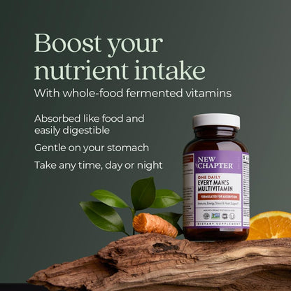 New Chapter Every Man's One Daily Multivitamin - Supports Immune, Energy & Bone Health - Fermented, Organic, Vegetarian - 72 Tablets
