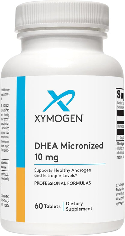 XYMOGEN DHEA Micronised - 10 mg Dehydroepiandrosterone - Androgen and Oestrogen Support - Gluten-Free, Soya-free & Dairy-free - 60 Tablets