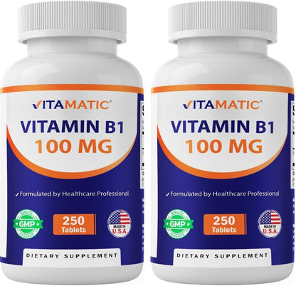 Vitamatic Vitamin B1 (Thiamine Mononitrate) 100mg, 250 Vegetarian Tablets