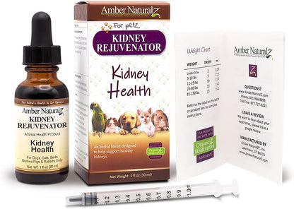 Amber NaturalZ Kidney Rejuvenator Herbal Supplement for Dogs, Cats, Birds, Rabbits, and Guinea Pigs | Supports Normal Kidney Function | Natural Aid for Kidney Health – 30 ml