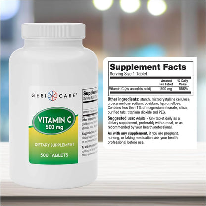 GeriCare Vitamin C 500 mg Tablets, 500 Tablets